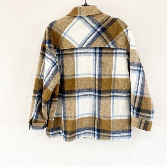 Zara | Wool Blend Plaid Overshirt Shacket Size Small - Picture 3 of 9